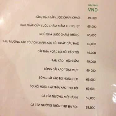 Thực đơn- Nhà Hàng Vietnam Home Restaurant - Nguyễn Đình Chiểu