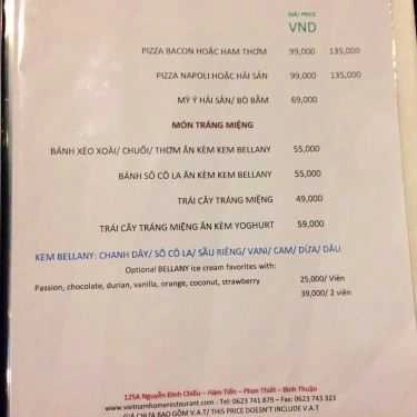 Thực đơn- Nhà Hàng Vietnam Home Restaurant - Nguyễn Đình Chiểu