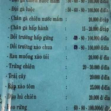 Thực đơn- Quán Nhậu Vườn Bông - Bia Sài Gòn & Các Món Nhậu Bình Dân