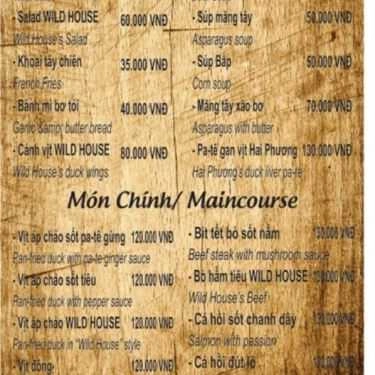 Thực đơn- Nhà Hàng Wild House - Không Gian Rượu Vang