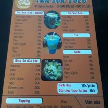 Thực đơn- Cafe Yolo - Trà Sữa, Trà Đào & Bingsu