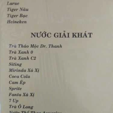 Thực đơn- 37 Sành Quán - Quán Ăn Gia Đình