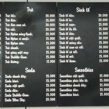 Thực đơn- 379 Cafe