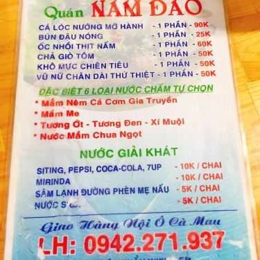 Thực đơn- Quán Ăn Nam Đào - Quán Cá Lóc Nướng