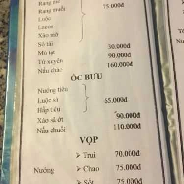 Thực đơn- Nhà Hàng Quán Lá - Ẩm Thực Việt