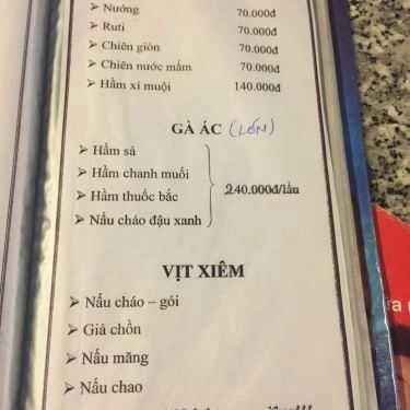 Thực đơn- Nhà Hàng Quán Lá - Ẩm Thực Việt