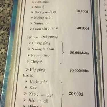 Thực đơn- Nhà Hàng Quán Lá - Ẩm Thực Việt