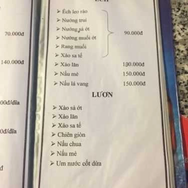 Thực đơn- Nhà Hàng Quán Lá - Ẩm Thực Việt