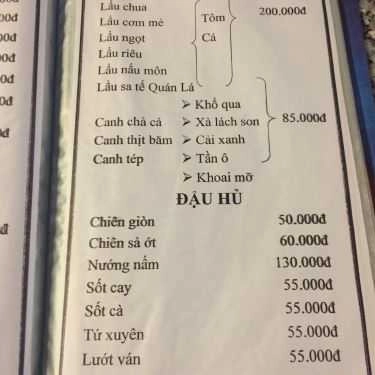 Thực đơn- Nhà Hàng Quán Lá - Ẩm Thực Việt