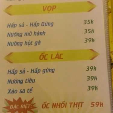 Thực đơn- Quán Ốc Mon - Quán Ăn Hải Sản