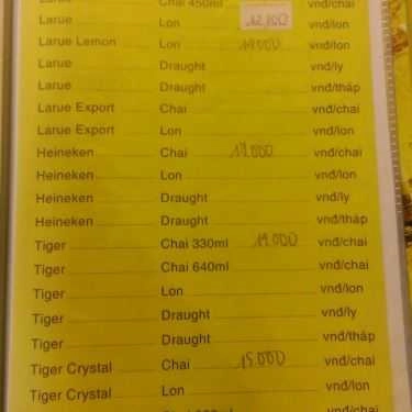 Thực đơn- Quán Ốc Mon - Quán Ăn Hải Sản