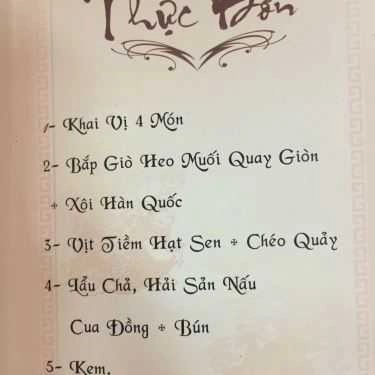 Thực đơn- Nhà Hàng Quốc Tế Cà Mau