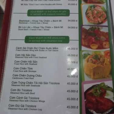 Thực đơn- Quán Ăn Tricolore - Coopmart Cà Mau