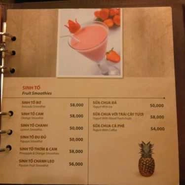 Thực đơn- Cafe Trung Nguyên Legend - Huỳnh Thúc Kháng