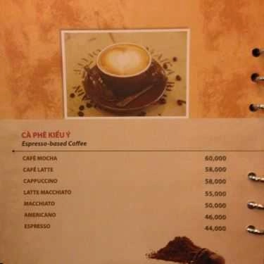 Thực đơn- Cafe Trung Nguyên Legend - Huỳnh Thúc Kháng