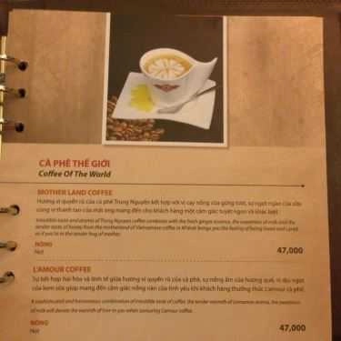 Thực đơn- Cafe Trung Nguyên Legend - Huỳnh Thúc Kháng