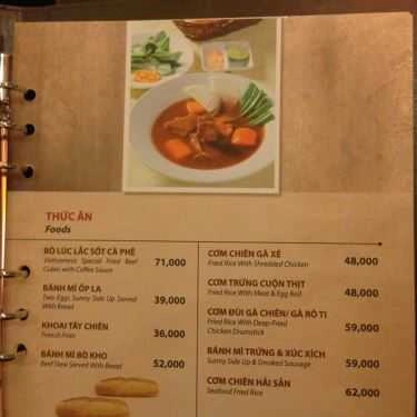 Thực đơn- Cafe Trung Nguyên Legend - Huỳnh Thúc Kháng