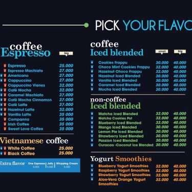 Thực đơn- The Forasto Coffee - HUBT Vĩnh Tuy