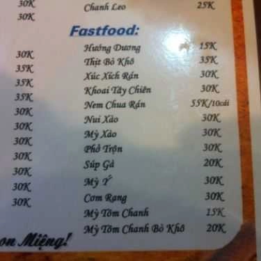 Thực đơn- 107 Coffee - Đặng Văn Ngữ