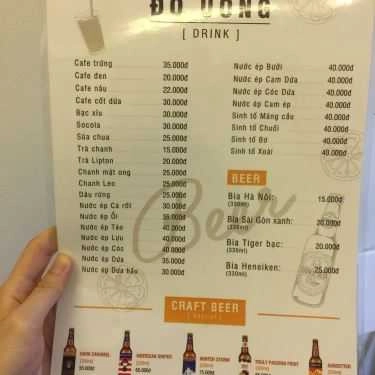 Thực đơn- 17 Cafe - Bà Triệu