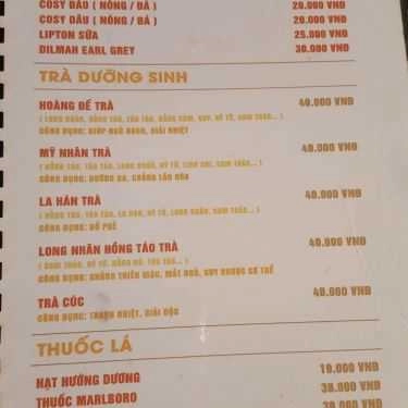 Thực đơn- 26 Cafe - Núi Trúc