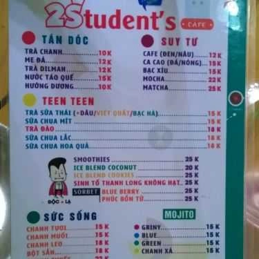 Thực đơn- 2Student's Cafe - Lê Văn Hiến