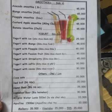 Thực đơn- 54 Cafe