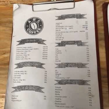 Thực đơn- ABC Coffee Roasters - Xuân La
