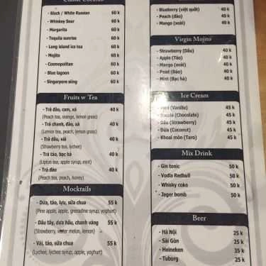 Thực đơn- Abu Cafe - Nguyễn Đình Thi