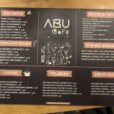 Thực đơn- Abu Cafe - Nguyễn Đình Thi