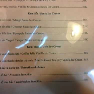 Thực đơn- Cafe Agran'd Ice Cream & Juice - Hàng Nón