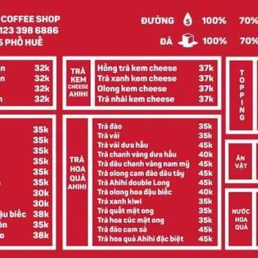 Thực đơn- Ahihi Tea & Coffee - Phố Huế