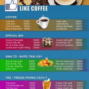Thực đơn- Like Coffee - Tả Thanh Oai