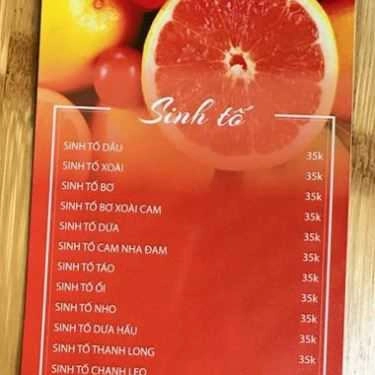 Thực đơn- Cafe Vua Nước Ép - Nước Ép Trái Cây