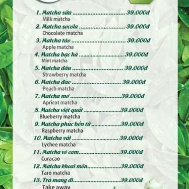 Thực đơn- Cafe NTEA Drink - Đội Cấn