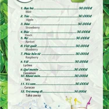 Thực đơn- Cafe NTEA Drink - Đội Cấn