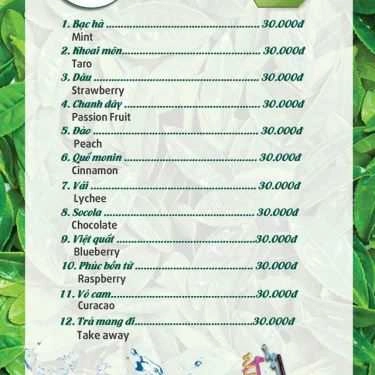 Thực đơn- Cafe NTEA Drink - Đội Cấn