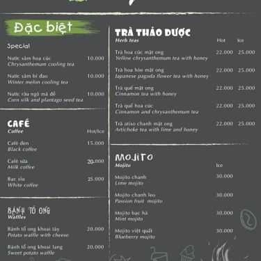 Thực đơn- Cafe Herbie - Trà Thảo Dược Detox
