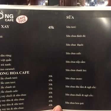 Thực đơn- Xưởng Cafe - Kim Mã