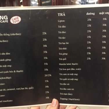 Thực đơn- Xưởng Cafe - Kim Mã