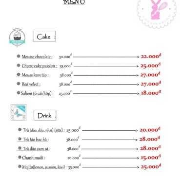 Thực đơn- Cafe Sami LovesBaking - Cake & Drink