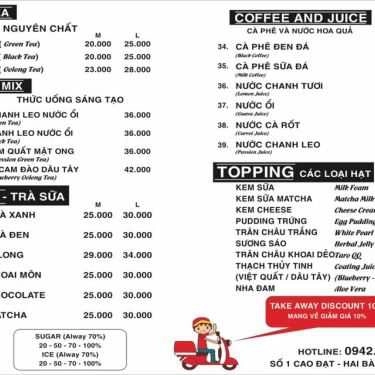 Thực đơn- Cafe Trà Sữa Fancha