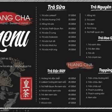 Thực đơn- Cafe Trà Sữa Huang Cha