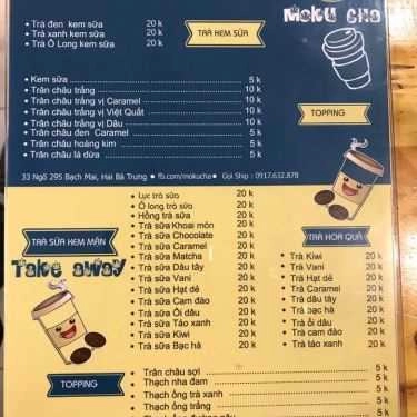 Thực đơn- Cafe Trà Sữa Moku Cha
