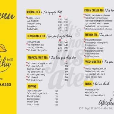 Thực đơn- Cafe Trà Sữa AkiCha