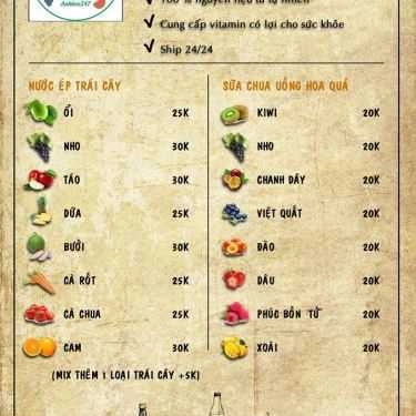 Thực đơn- Cafe Anh Béo 24/7 - Nước Ép & Sữa Chua Hoa Quả