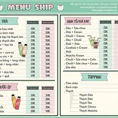 Thực đơn- Cafe Tiệm Trà Mèo Ngố