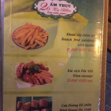 Thực đơn- Ăn vặt Ẩm Thực 26 - Đồ Ăn Nhanh