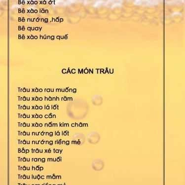 Thực đơn- Nhà Hàng Ẩm Thực Vân Hồ - Hoa Lư