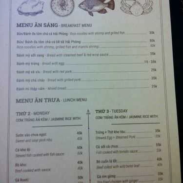 Thực đơn- Ann Bistro - Food & Coffee